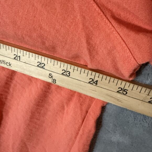 John Mark Top XL Orange Peach Wire Collar Boho Buttons Roll Tab Sleeve Lagenlook - Picture 6 of 7